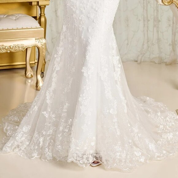 New Off White Bridal Gown w/ Delicate Floral Embroidery & Removable Top GL3830 - Picture 14 of 17